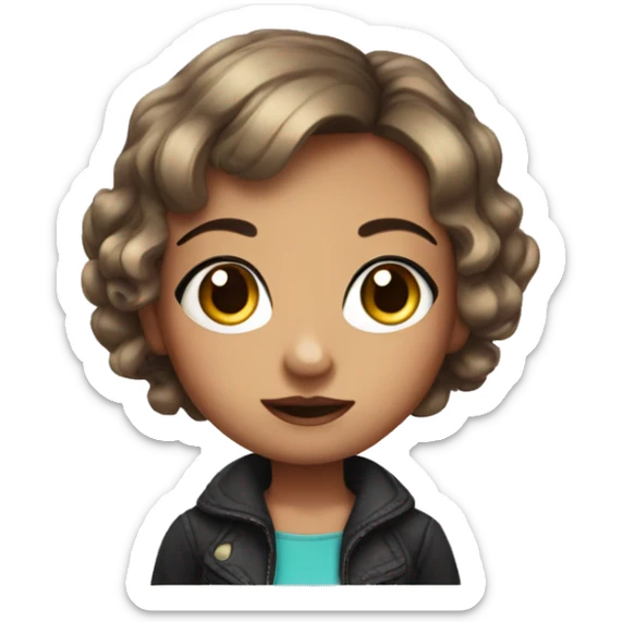 A cute girl with big eyes and short hair with ring earrings sticker