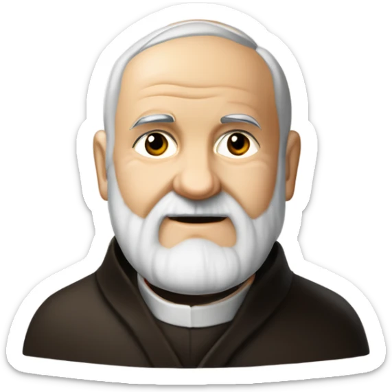 Padre Pio levant les deux mains vers le haut avec stigmates paumes ouvertes, visage de padre Pio et chapelet à la main  sticker