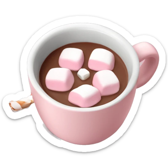 Light Pink mug of hot chocolate with marshmallows  sticker