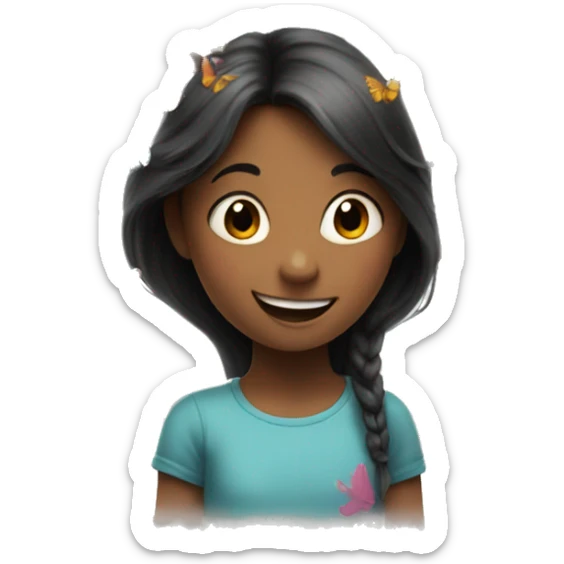 girl coming out of butterflies from happy children sticker