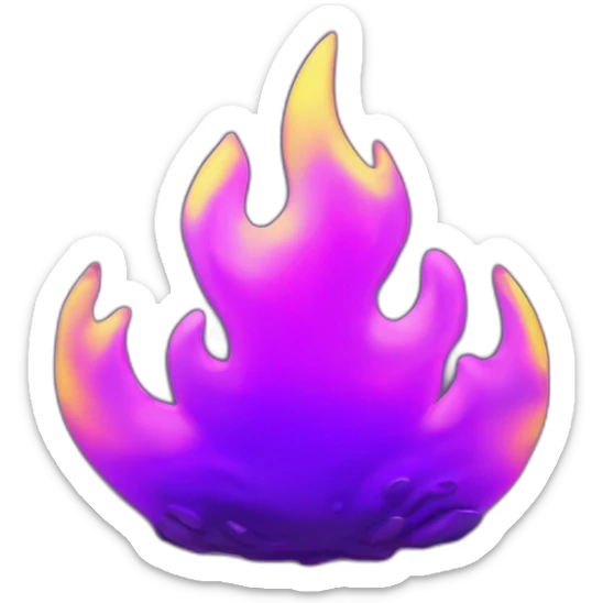 Fire Cyber emoji of a FUTURISTIC HIGHTECH 3D Fire colors Lemon green and purple neon Fire sticker