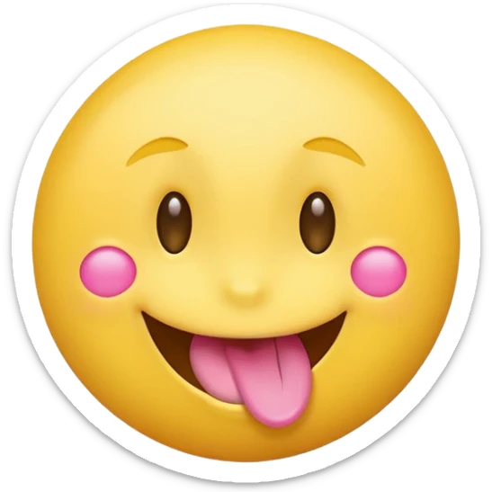 smiling yellow round emoji with pink money signs as eyes, tongue out sticker