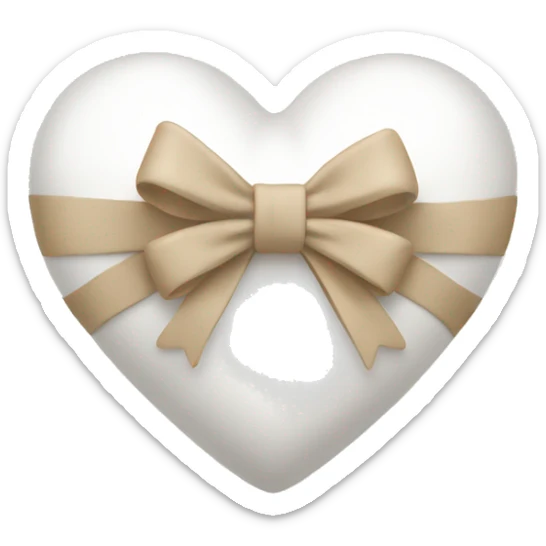 white heart with beige bow sticker