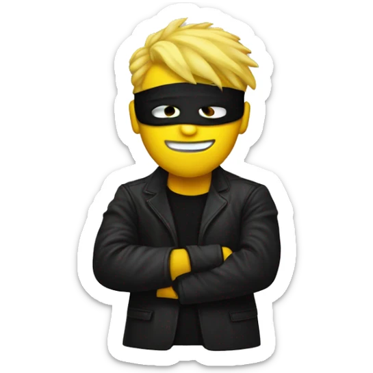 Yellow hair black masker Guy whit money bag and white black lines jacket  sticker