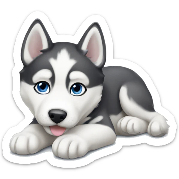 Husky puppy laying sticker