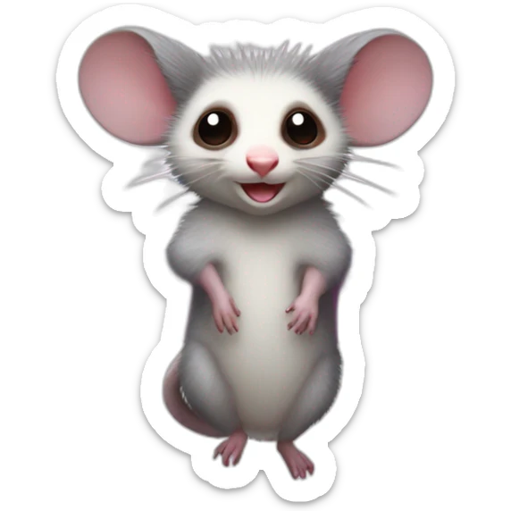 Adult male opossum with fairy wings, he’s flying  sticker