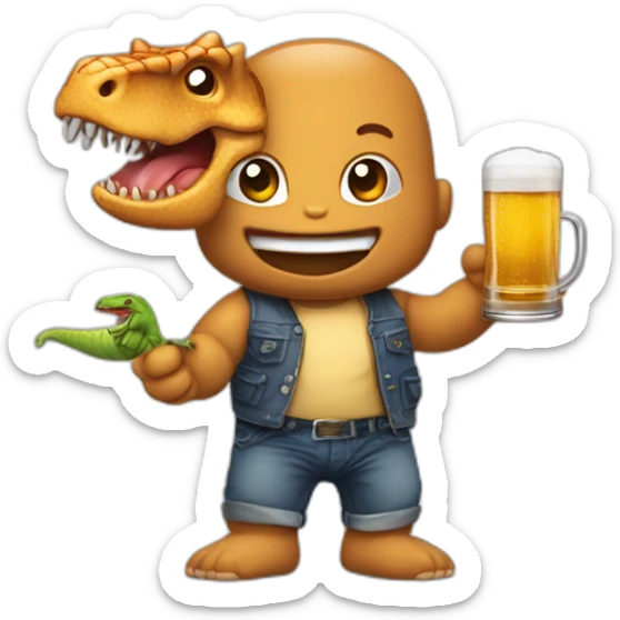 Baby boss qui boit de la biere avec un barbecue de dinosaures sticker
