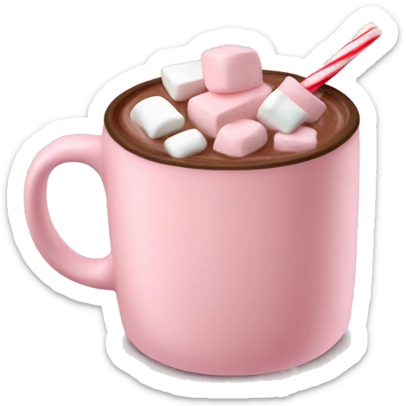Light Pink mug of hot chocolate with marshmallows  sticker