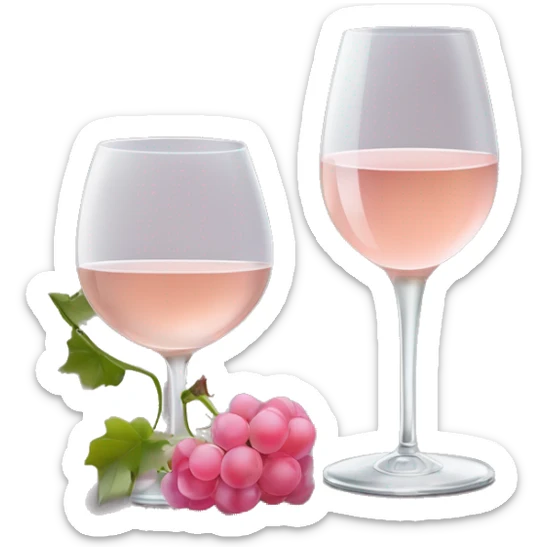 Deux verres de vins blanc, avec un petit noeux rosé claire sur les pieds, qui se touchent sticker