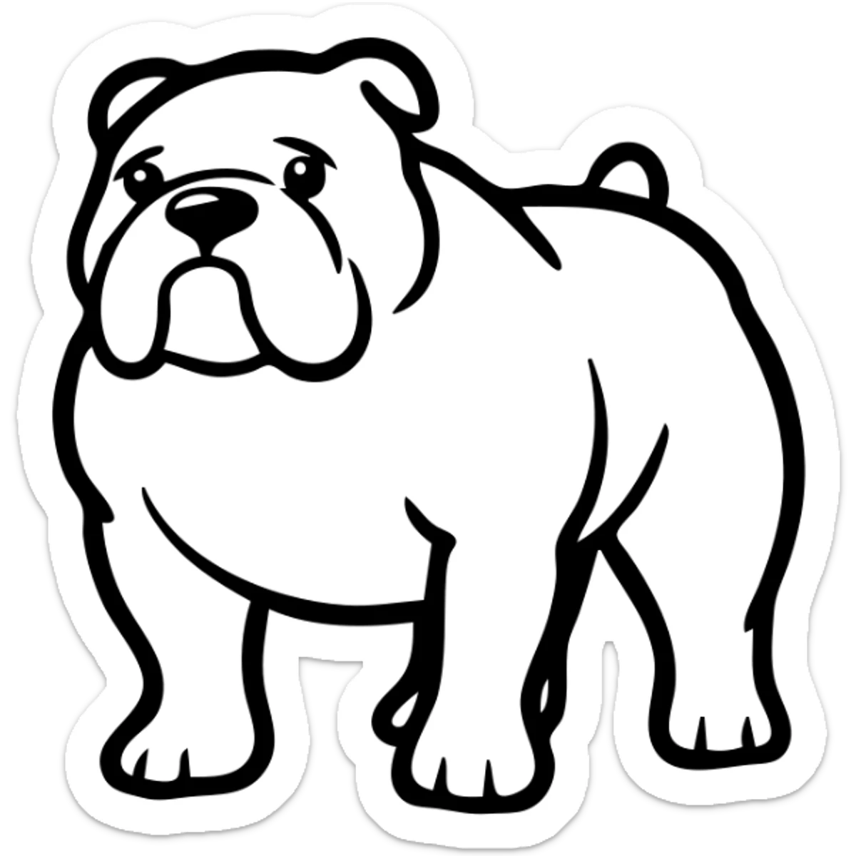 full body bulldog standing, muscular stocky build, short legs sticker
