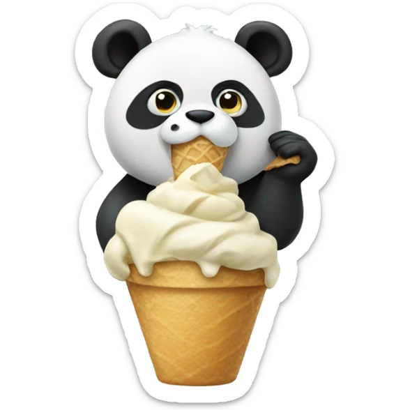 Panda eating ice cream sticker