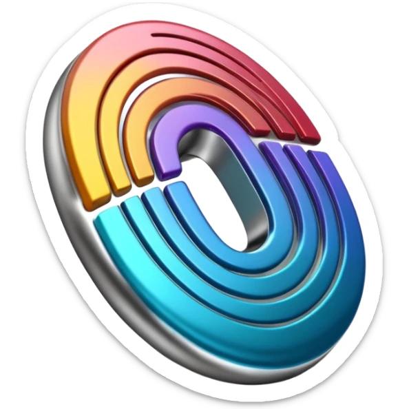 I want a logo that shows that you can create your own digital fingerprint, so that the logo is a fingerprint, but in a futuristic and professional way, and it looks very elegant, using colors that make it look like it belongs to the wealthy.I want it to be 3D. sticker