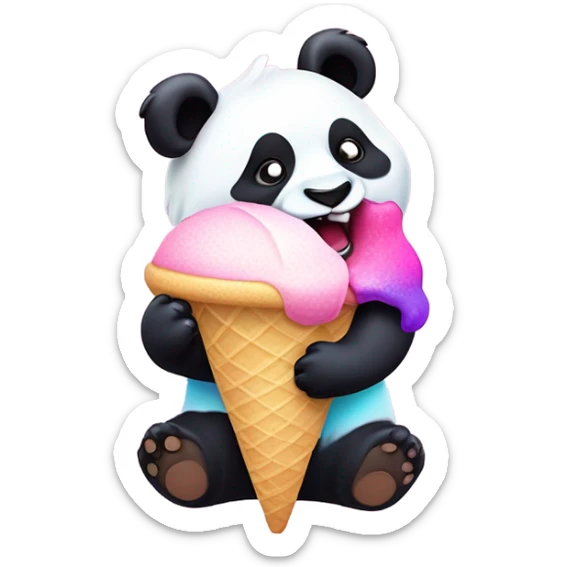 Panda eating ice cream sticker