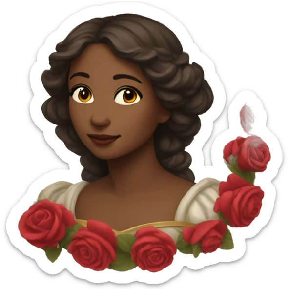 renaissance woman with a halo and her lap full of roses sticker