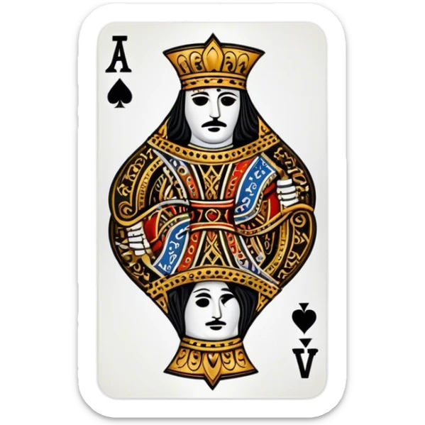 Jack of Spades playing card in color It has image of Jack and a J in the top left and bottom right corner sticker