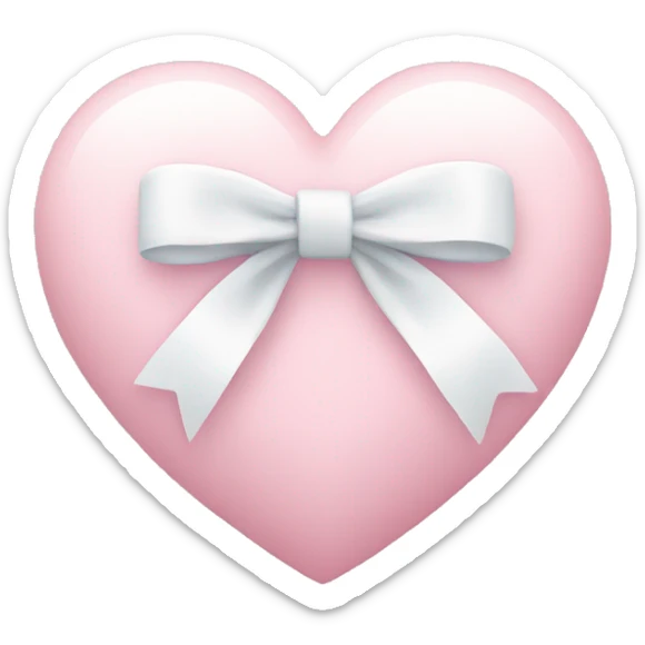 Pastel pink heart with white bow sticker