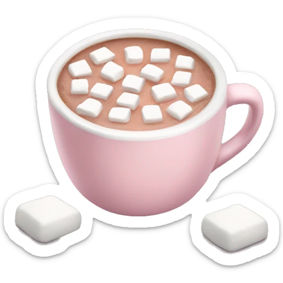 Light Pink mug of hot chocolate with marshmallows  sticker