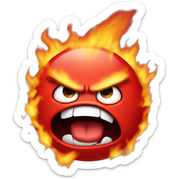 super angry emoji losing its temper with fire coming out and super red face sticker