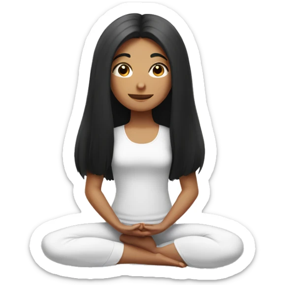 Girl with very long black hair in a yoga position  sticker