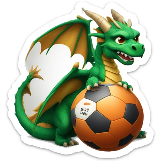 dragon with football ball and inscription «LANDARI» sticker