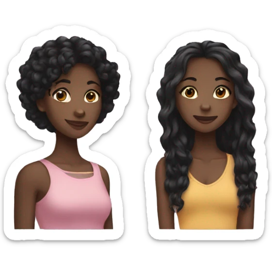 1 long hair black girl and 1 short hair black girl  sticker