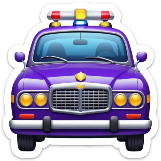 Car police flashing light in dark purple and dark blue tones. The style is realistic, a little vintage sticker