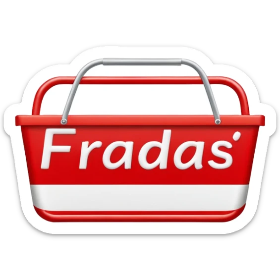 sign supermarket with the word "fraldas"simple red and white supermarket sign, with the word "fraldas" sticker