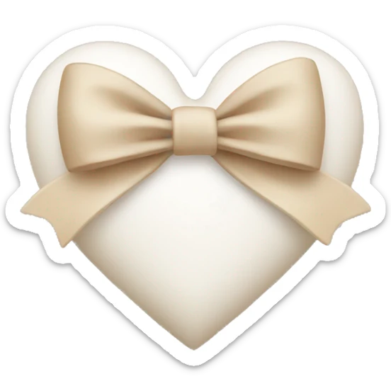 white heart with beige bow sticker
