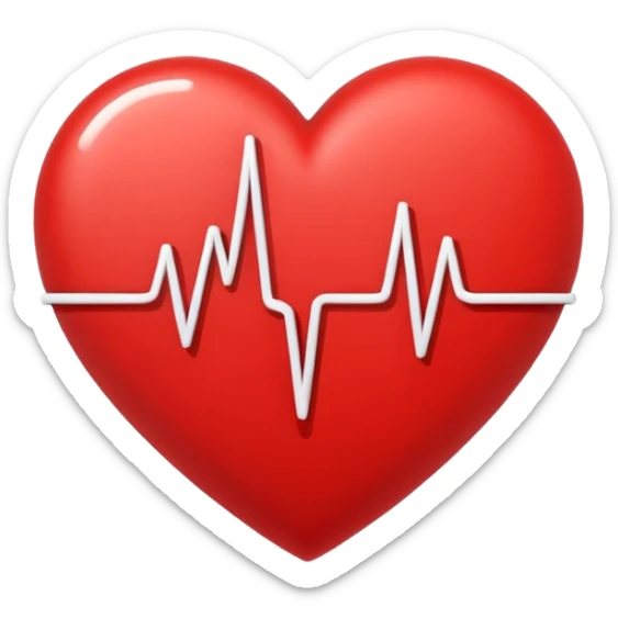 Minimal line-art icon of a heart with a pulse line inside, clean modern style, simple outlines, no background, transparent, represents “medical challenges / health difficulties sticker