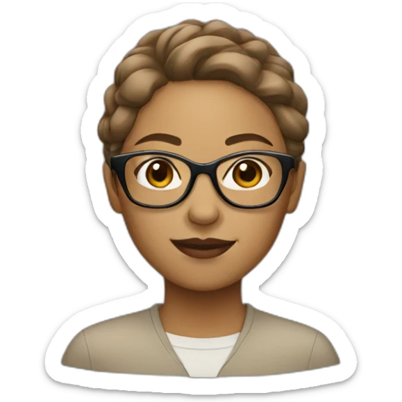 light skinned brown woman with glasses sticker