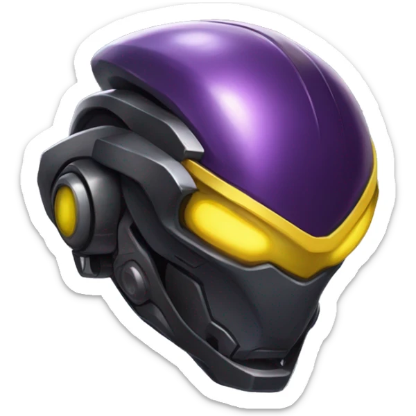 a shiny black-purple-yellow Genesect-Raptor-Fakémon—hybrid with a futuristic visor-helmet full bod sticker