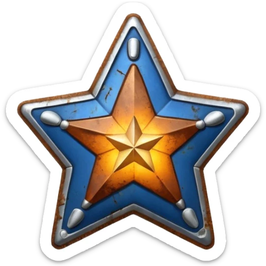 cinematic - aesthetic brilliant divine lighting, oil paint - vintage police star rusty and broken sticker