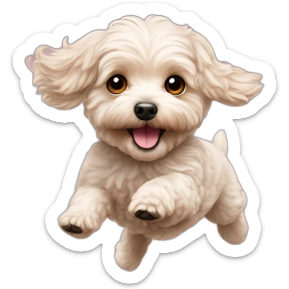 Maltipoo flying sticker