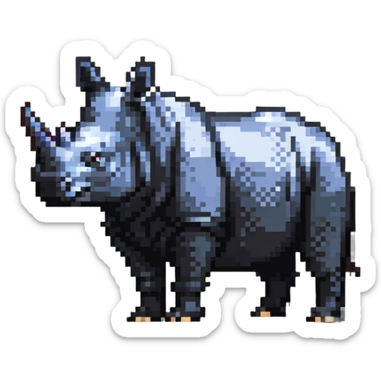pixel art rhinoceros in game style sticker