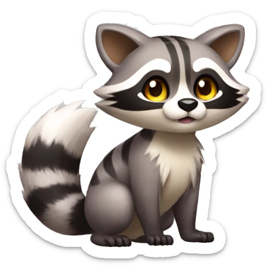 Colorful Shiny Kawaii Cute Raccoon-Tiger-Fakémon-Pokémon full body sticker