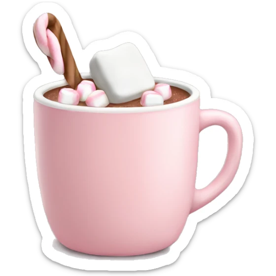 Light Pink mug of hot chocolate with marshmallows  sticker