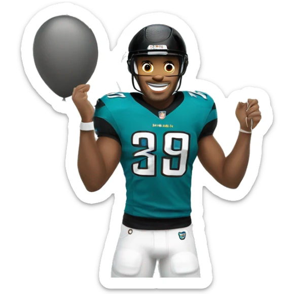 Jacksonville jaguars light skin man emoji holding balloons wearing a jaguars jersey and helmet sticker