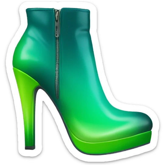 Realistic isolated top view of a pair of dark teal,lime green,mint green and emerald green ombre high heel ankle boots. sticker