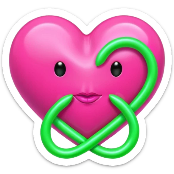 Neon pink heart with a neon green infinity sign with little neon a pink and green lips  sticker