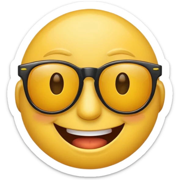 cartoon sticker of a smiling emoji with sunglasses, colorful and cheerful, no text, suitable for WhatsApp and Instagram sticker