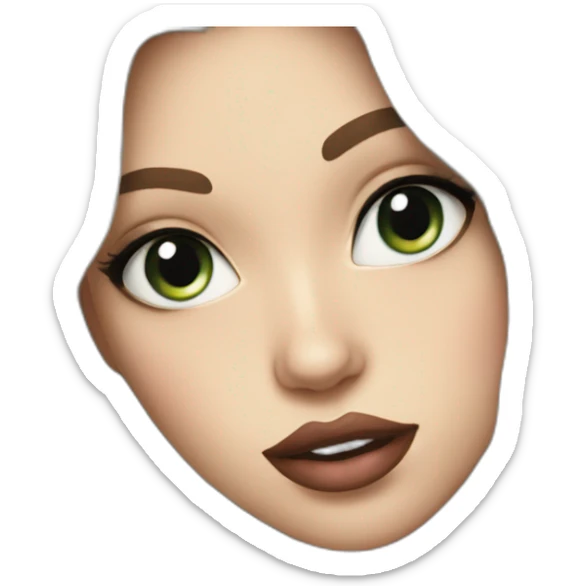 white girl with wavy long black hair and juicy lips sticker