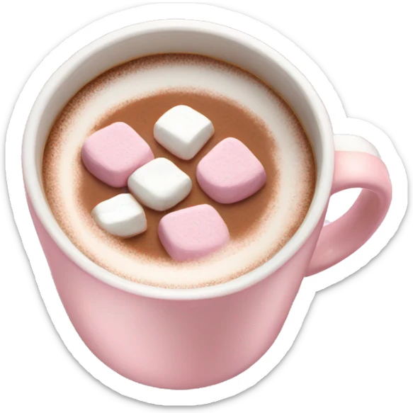 Light Pink mug of hot chocolate with marshmallows  sticker