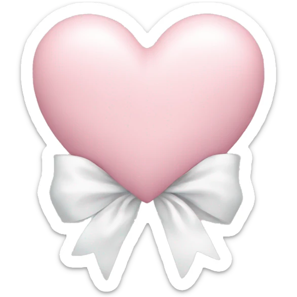 Pastel pink heart with white bow sticker