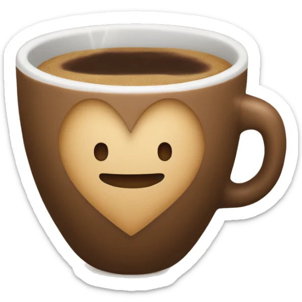 coffee cup with a tan heart on the side sticker