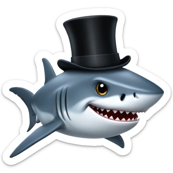 Shark with a top hat sticker