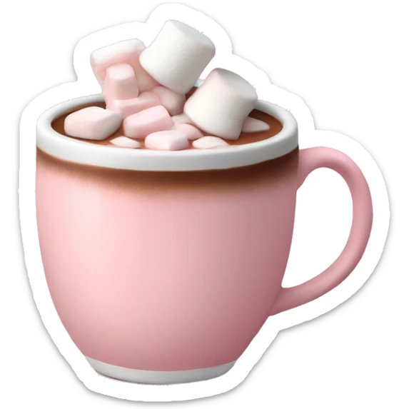 Light Pink mug of hot chocolate with marshmallows  sticker