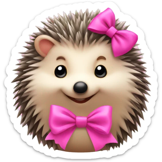 hedgehog with a pink bow sticker