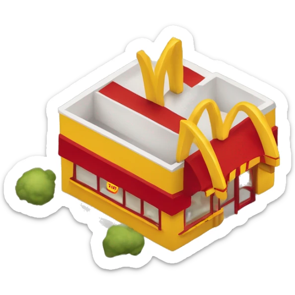 “McDonald’s store with the iconic golden arches, a red and yellow color scheme, and a simple, recognizable design that captures the essence of a fast food restaurant.” sticker