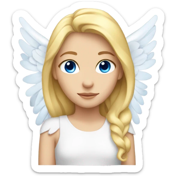 A girl with blond hair and blue eyes with angel wings sticker