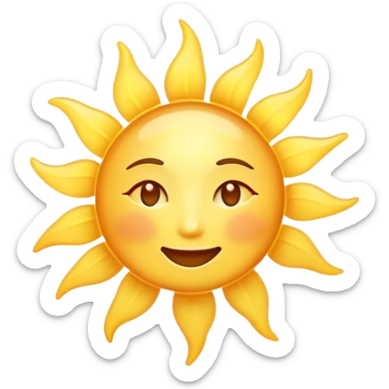 Cinematic Realistic Sunshine Emoji, Warm and golden, with soft rays of light streaming down from a bright, glowing sun. The golden hue bathes the world in warmth, uplifting the spirit and bringing a sense of joy and radiance. Soft glowing outline, capturing the essence of happiness, warmth, and light in a beautiful sunny day! sticker